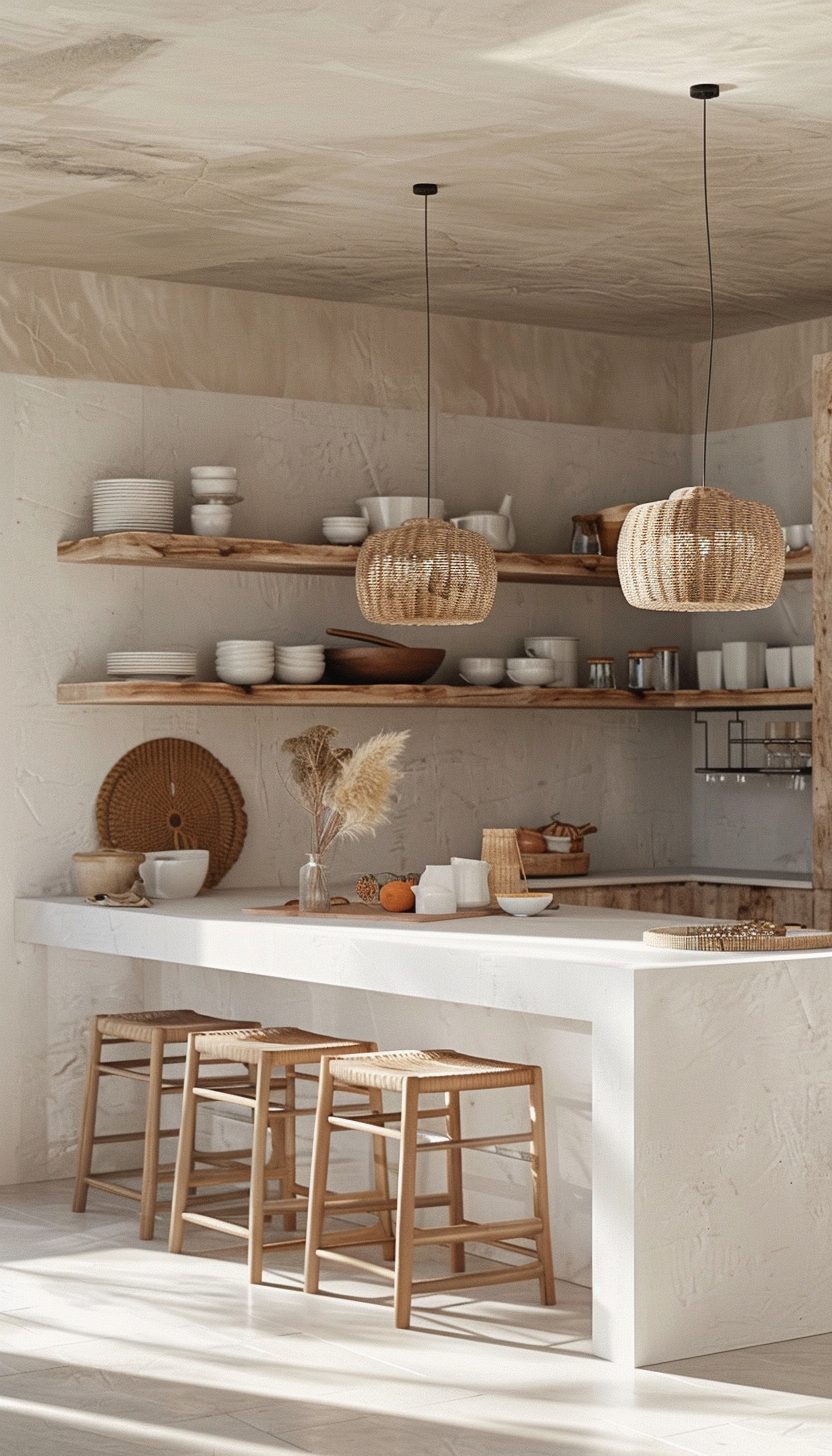 a Statement-making modern boho kitchen islands as functional centerpieces
