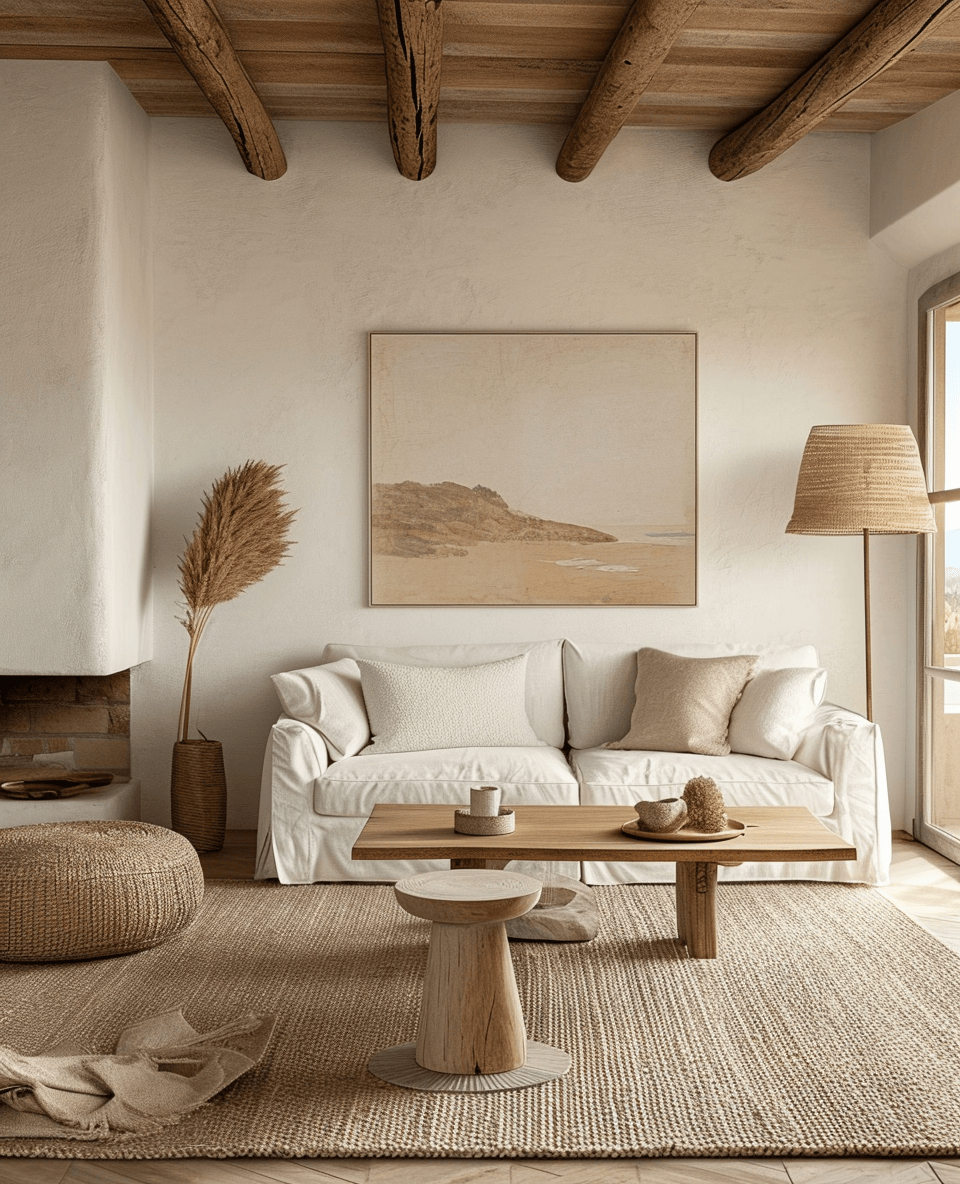 beachy tables with a coastal flair in a charming beach living room