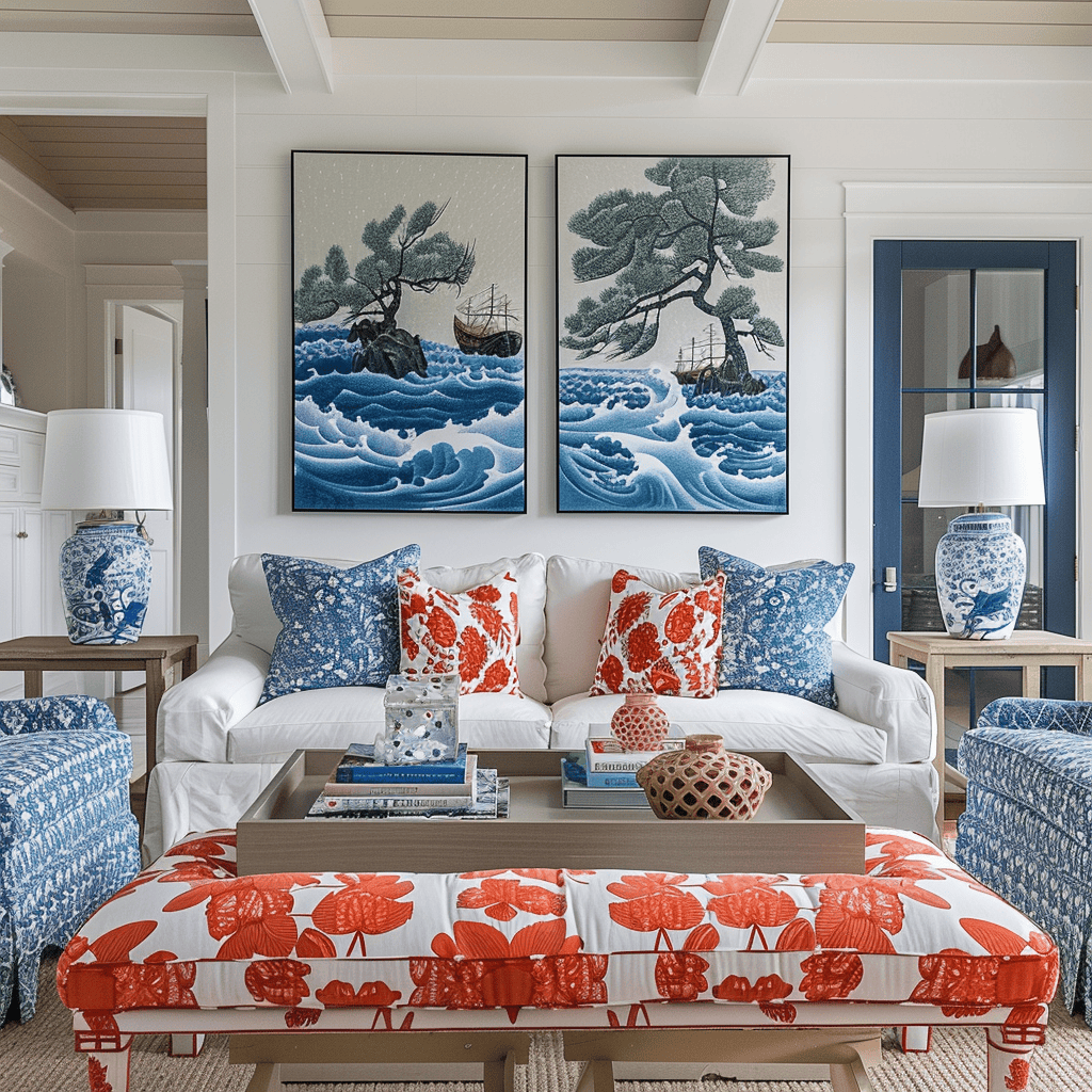 cohesive beach interiors expertly balance colors patterns textures