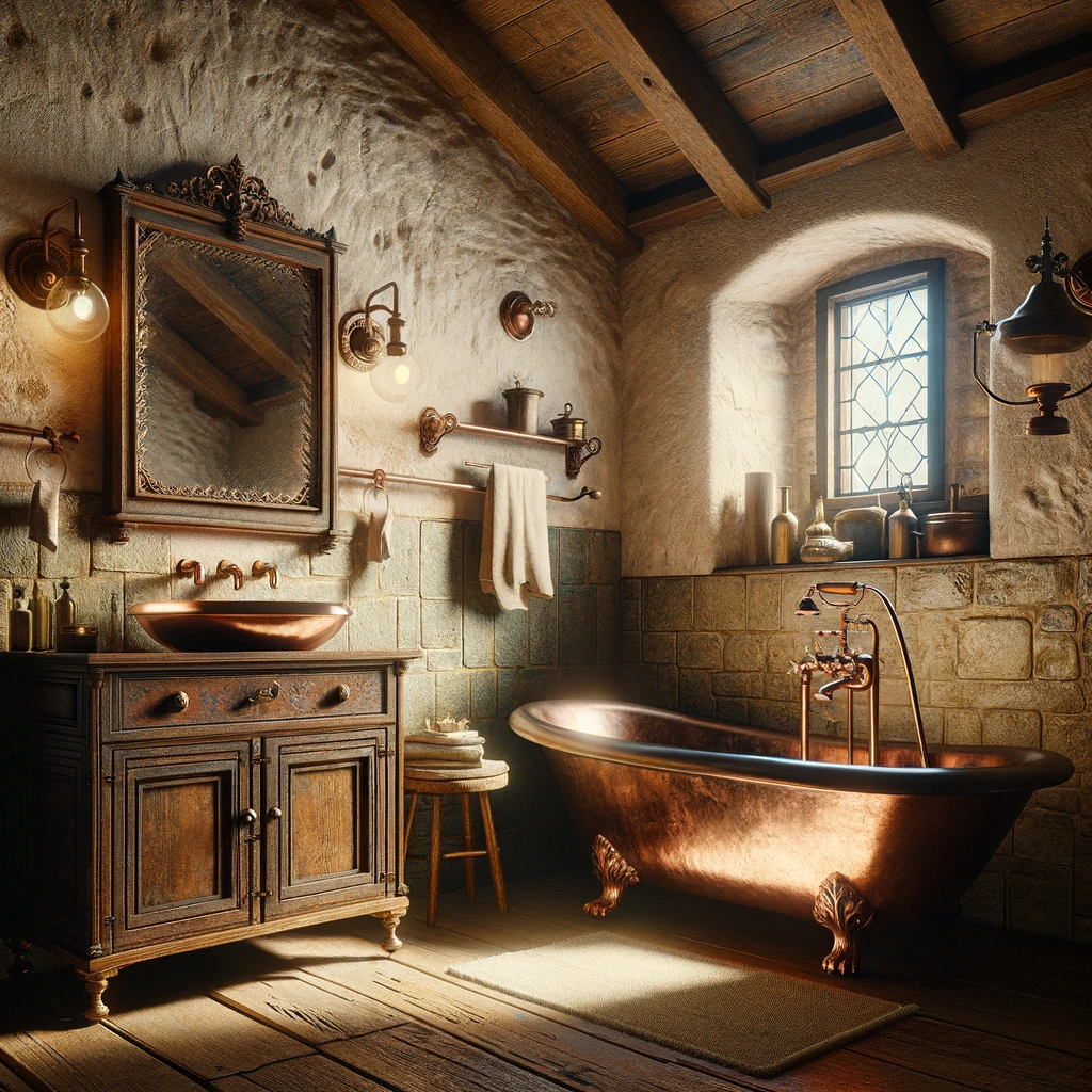 copper rustic bathub for bathroom