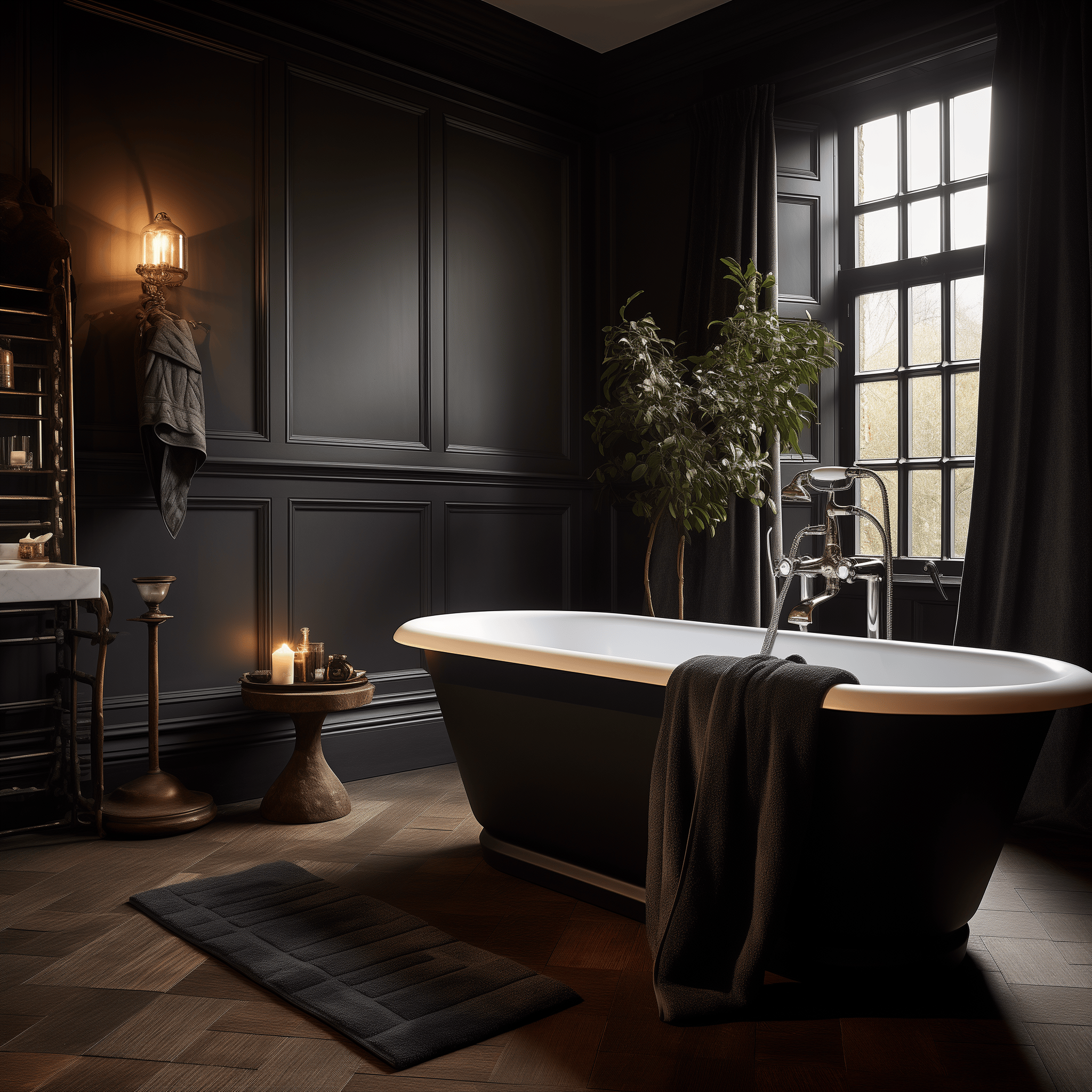 dark bathroom aesthetic decor design ideas luxury cozy colors