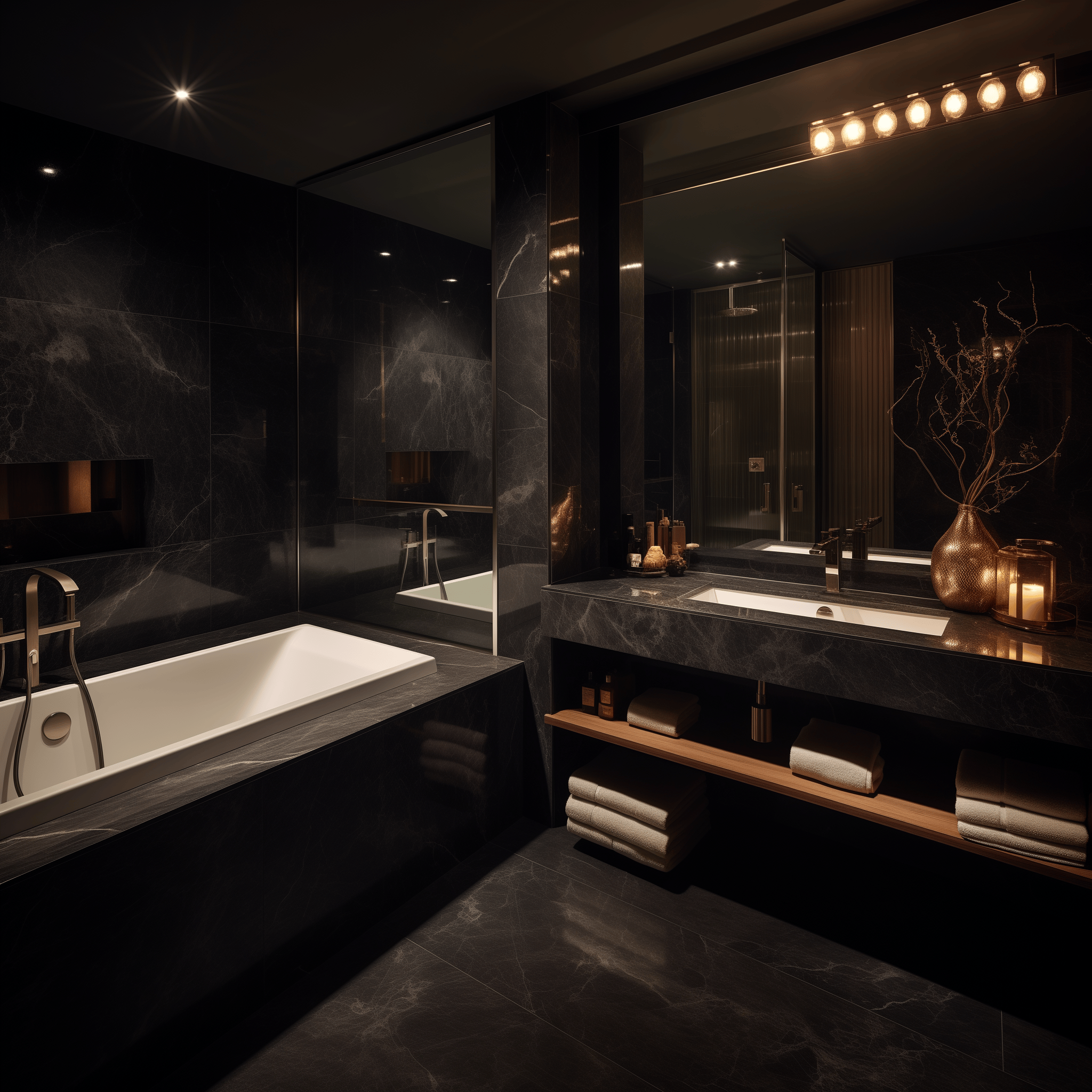 dark bathroom aesthetic decor design ideas luxury cozy colors