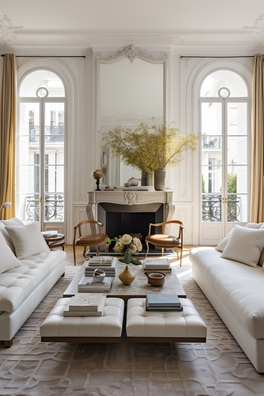 Explore sophisticated French design concepts for a stylish and inviting living room.