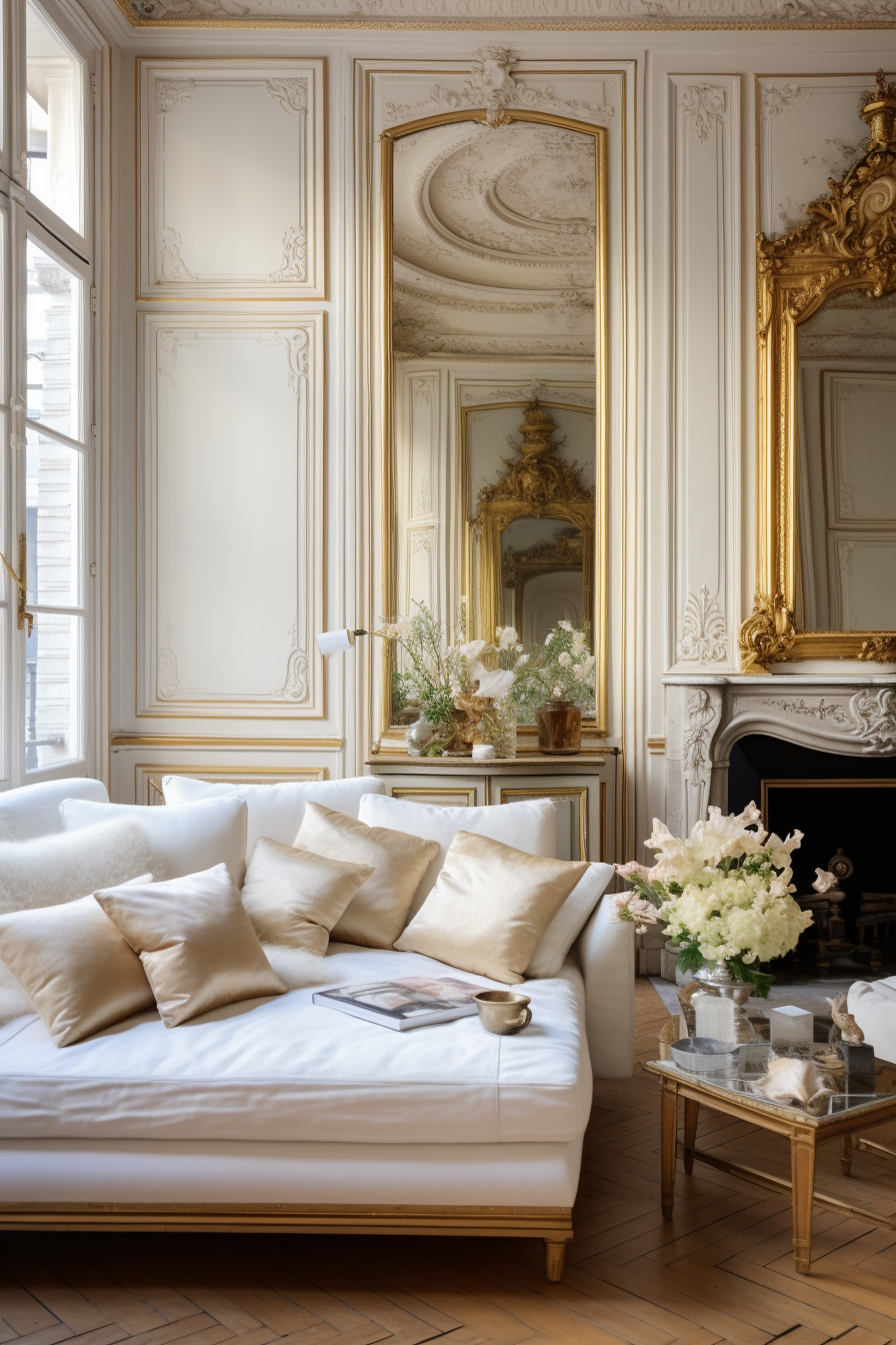 Envision a living room that effortlessly blends style and comfort with a touch of Parisian flair.