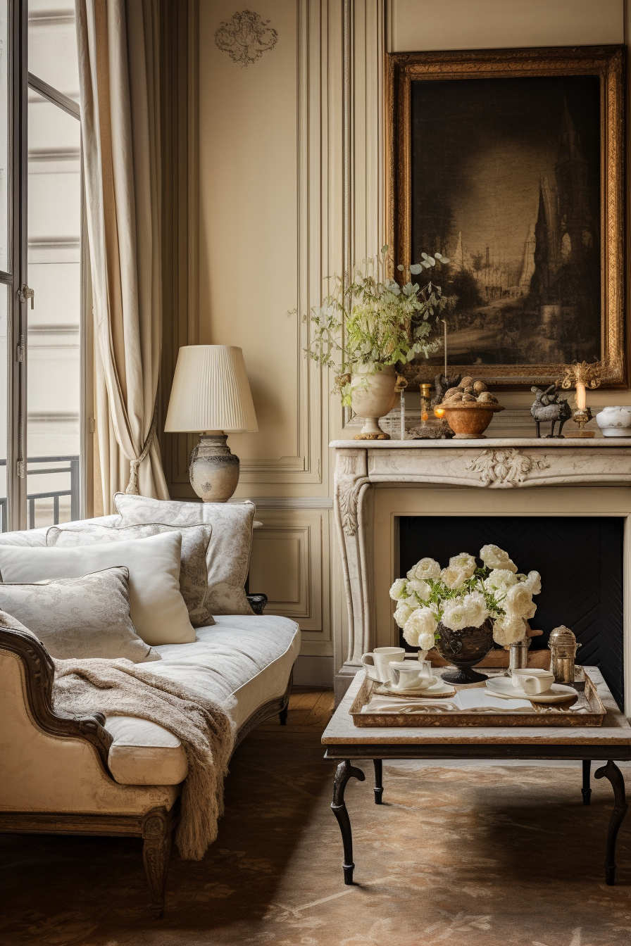 Unveil the charm of Paris in your living room with sophisticated design concepts.