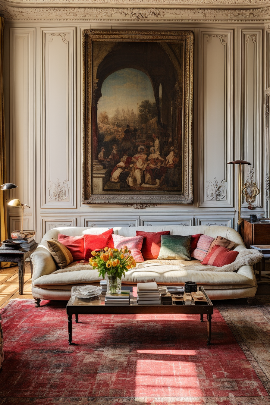 Infuse your living room with romantic elegance through French-inspired decor concepts.