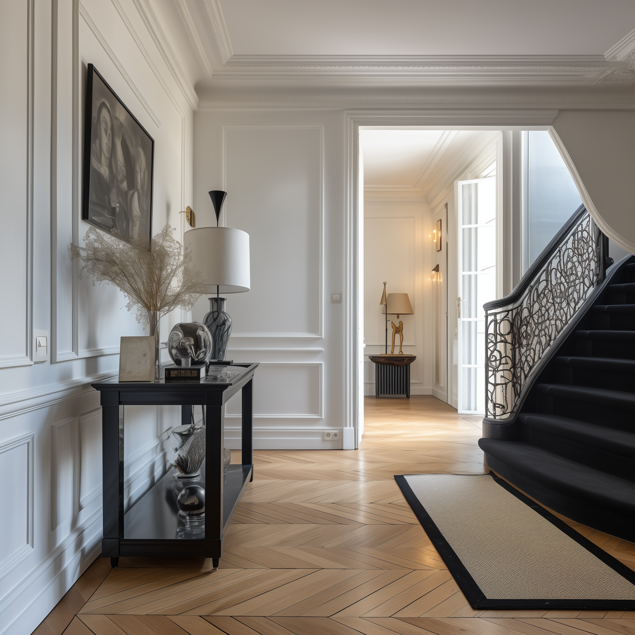 french parisian hallway design ideas decorating panelling interior for corridor lighting inspiration