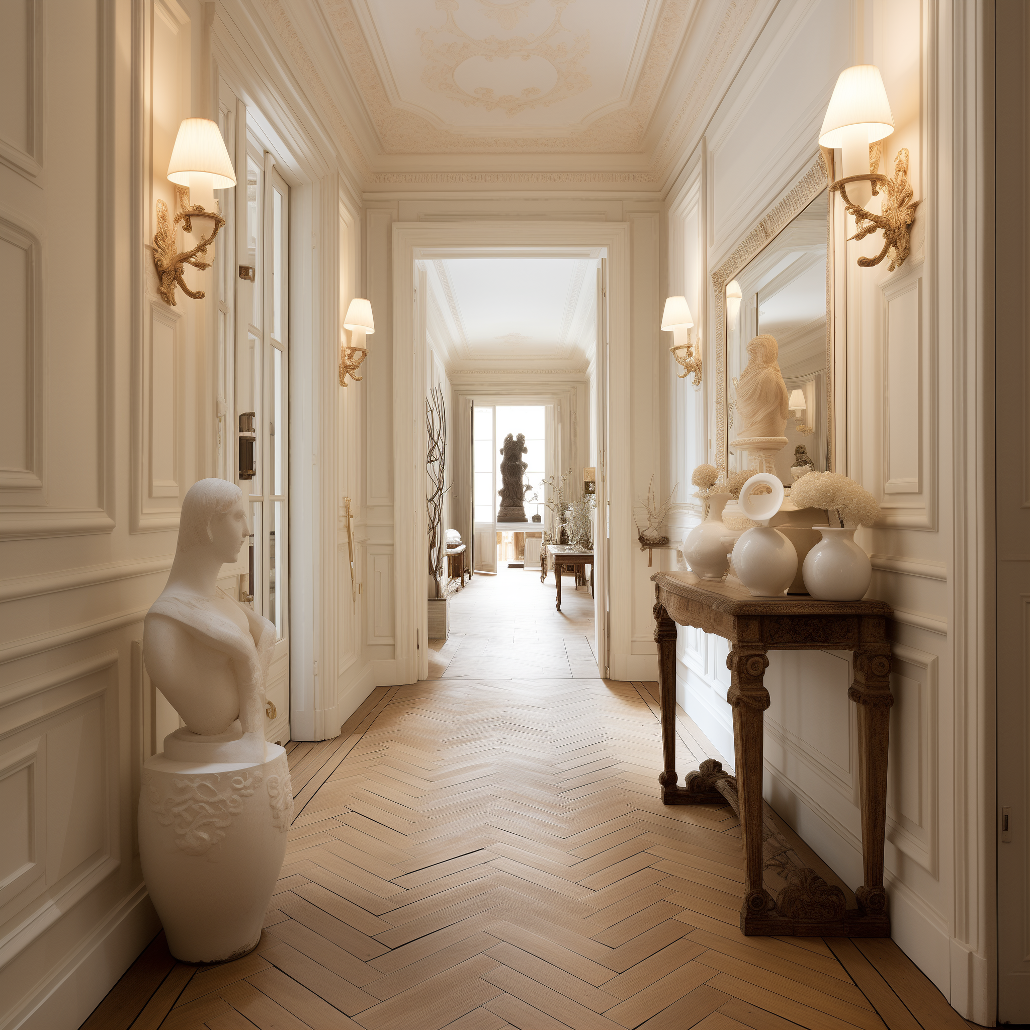 french parisian hallway design ideas decorating panelling interior for corridor lighting inspiration