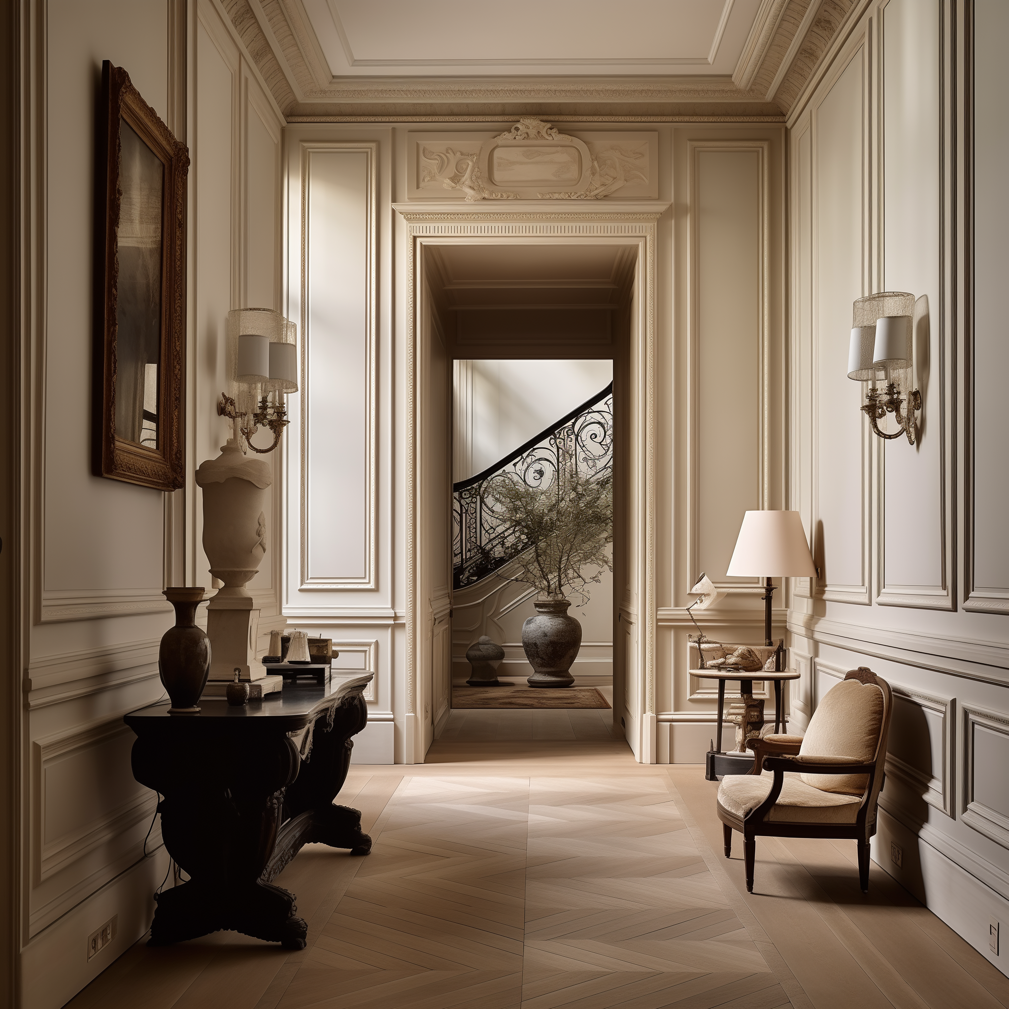 french parisian hallway design ideas decorating panelling interior for corridor lighting inspiration
