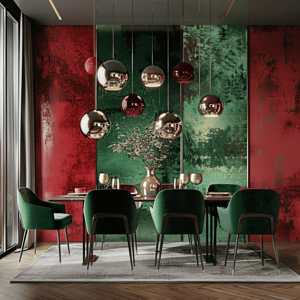 living room navy coral contrast dining emerald crimson pop