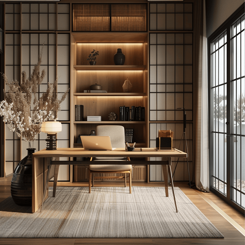 luxurious japandi style home office