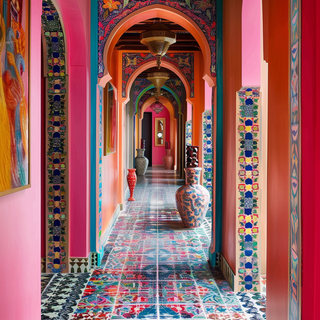 moroccan stenciled hallway tones