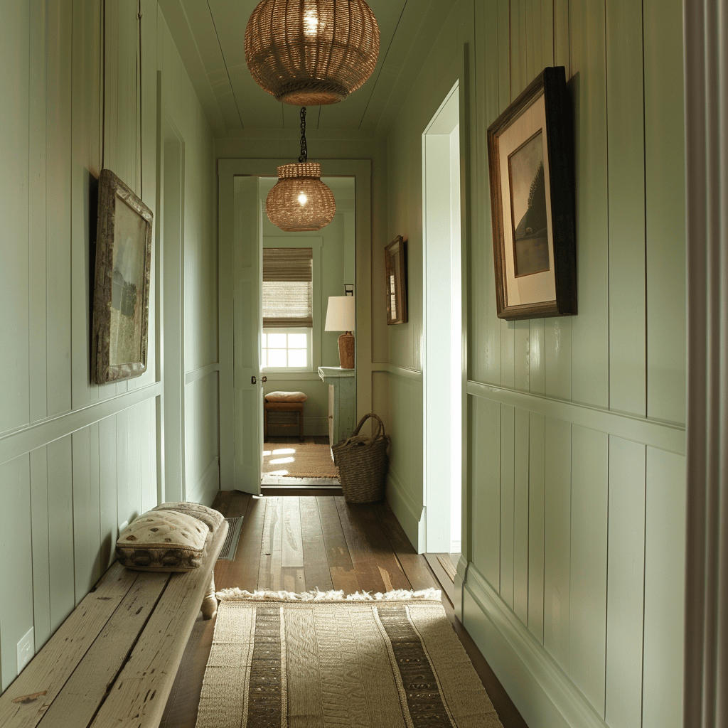 olive sofa sage accents and hallway for laid back beach look