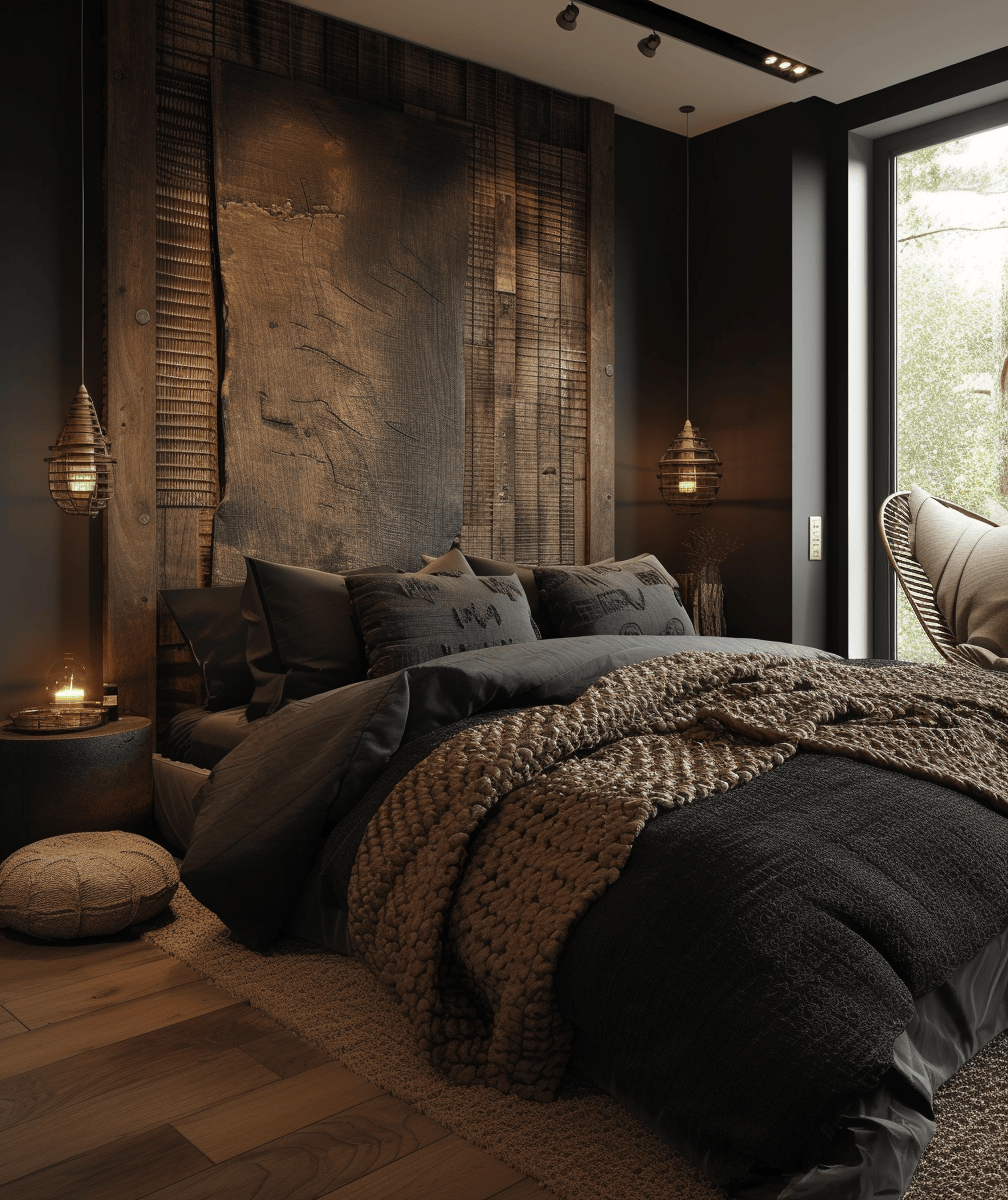 rustic bedroom with a stunning luxury finish