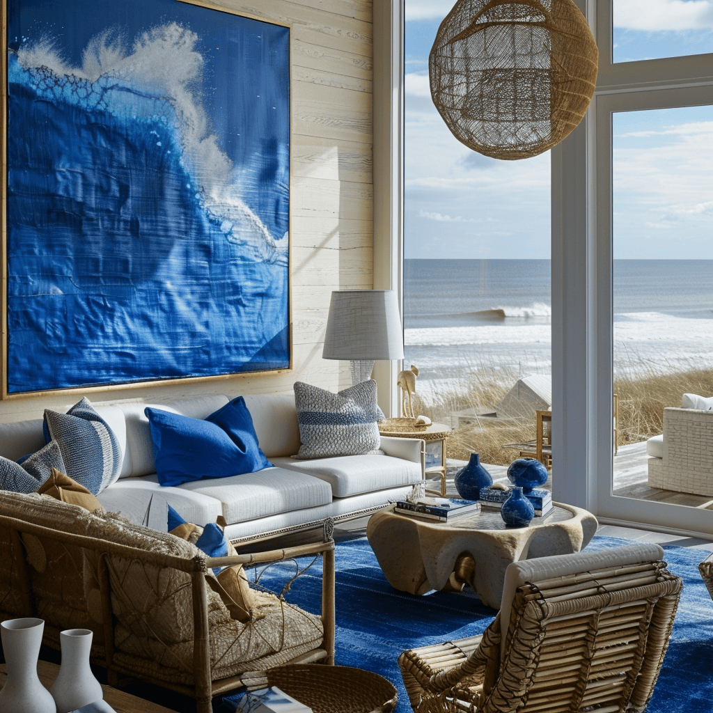 tranquil blues reminiscent of the ocean in beach home interiors