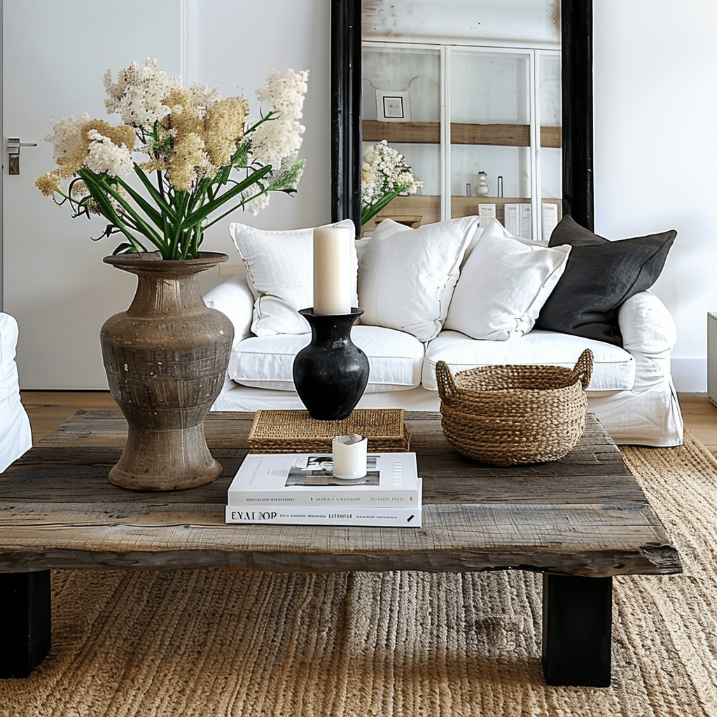 woven rugs weathered woods sleek ceramics and soft breezy linens