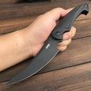 KUBEY KU231 Scimitar Hunting Fixed Blade Knife [5.4"Trailing Point D2, G10]