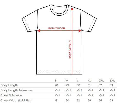 tee shirt size chart