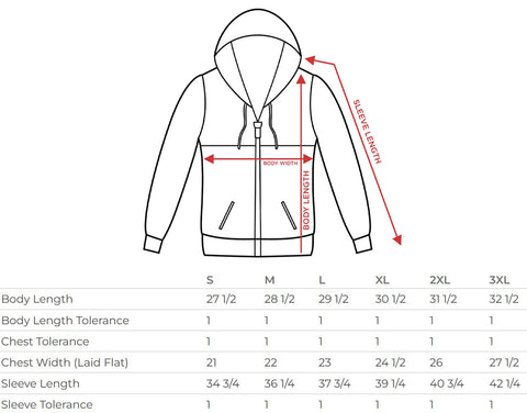 windbreaker jacket size chart