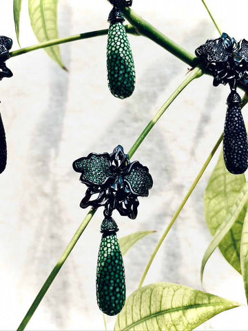 Butterfly Obsidian Black Earrings