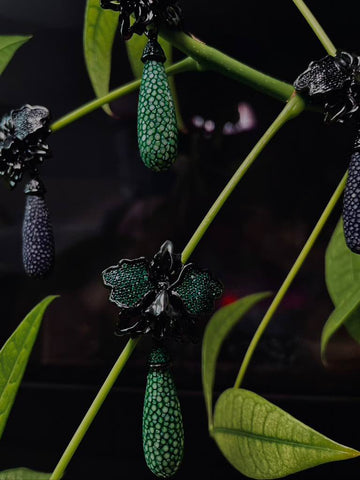 Butterfly Obsidian Black Earrings