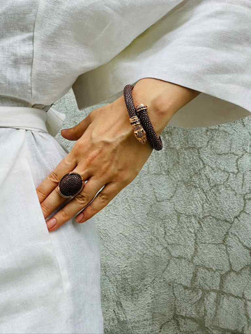 leather ring and leather bangle