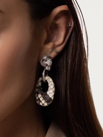 Leopard Earrings Python leather