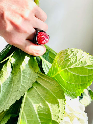 red leather ring