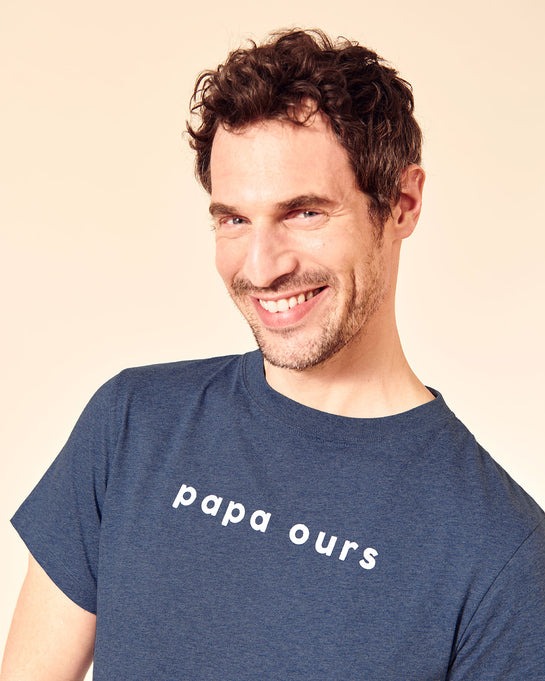 Le T Shirt Papa Ours En Coton Bio Bleu Azur Emoi Emoi