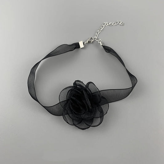 Aesthetic black camellia choker ah0157 – Cutiekill