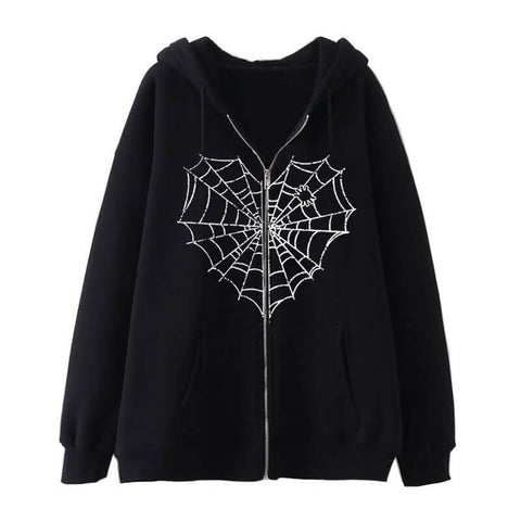 Heart spider web hoodie ah0243 – Cutiekill