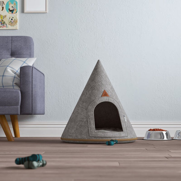  A felt pet cave in the shape of a cone.  
