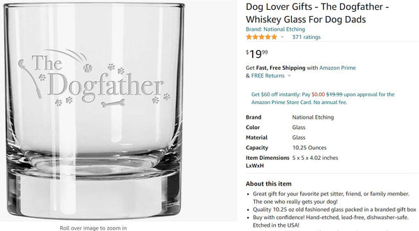 The Dogfather Whiskey Glass For Dog Dads