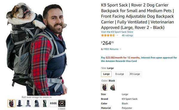 K9 Sport Sack Rover 2 Dog Carrier Backpack 