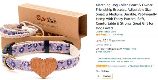 Matching Dog Collar Heart & Owner Friendship Bracelet