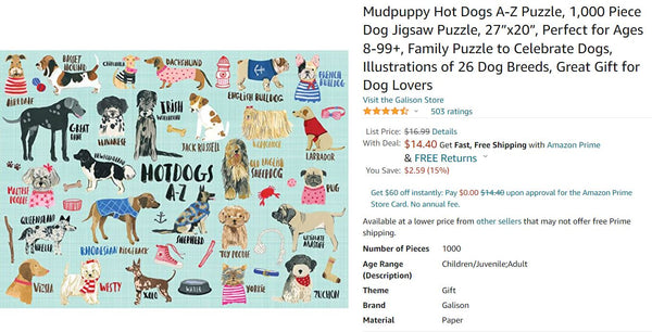 Mudpuppy Hot Dogs A-Z Puzzle