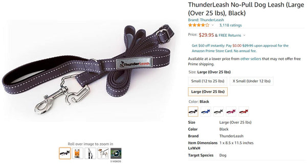 Black ThunderLeash No-Pull Dog Leash
