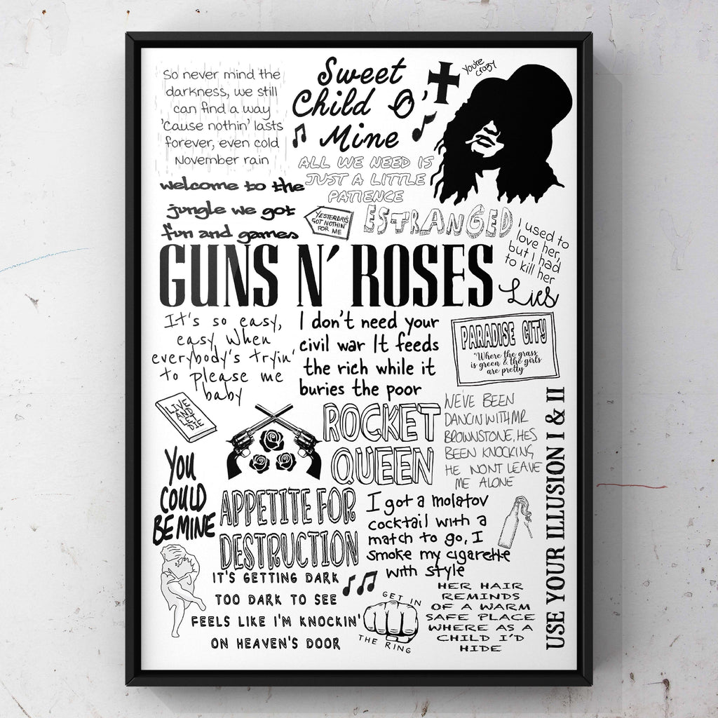 November Rain by Guns n' Roses - Lyric Inspired Music Print – Song Lyrics  Art