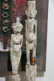 NEW Hand Carved Timor Wooden Set 2 Tribal Couple Statue -  Primitive Timor Art