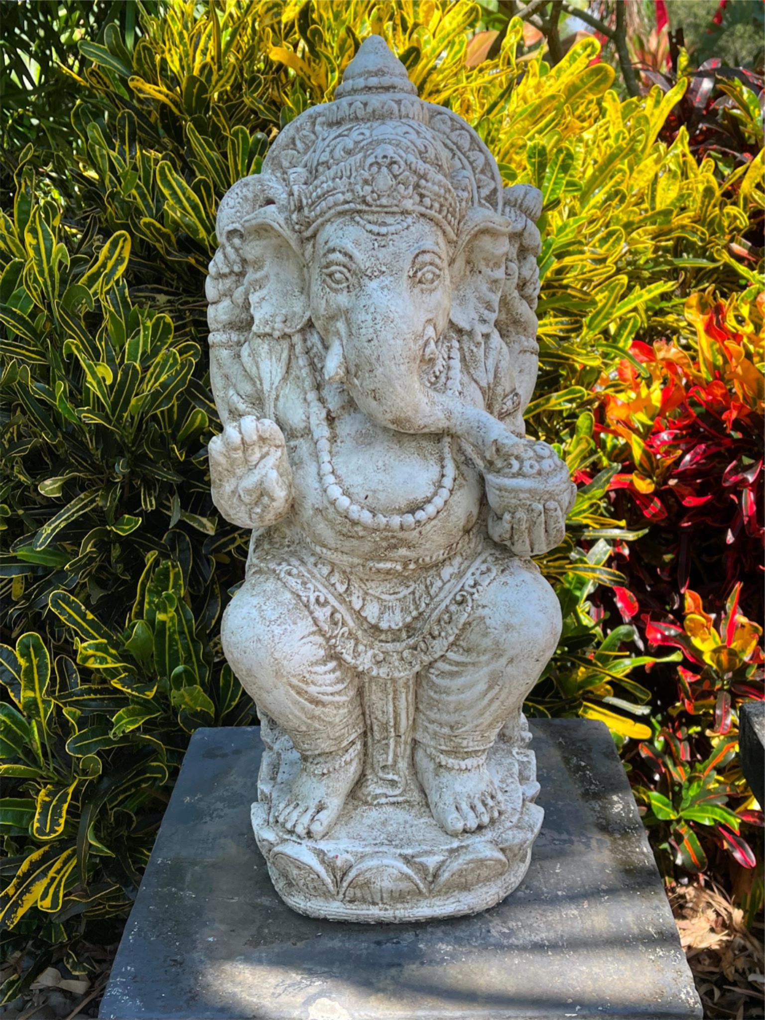 NEW Balinese Cast Concrete Ganesha Statue - Bali Ganesh Statue - Bali Garden Art
