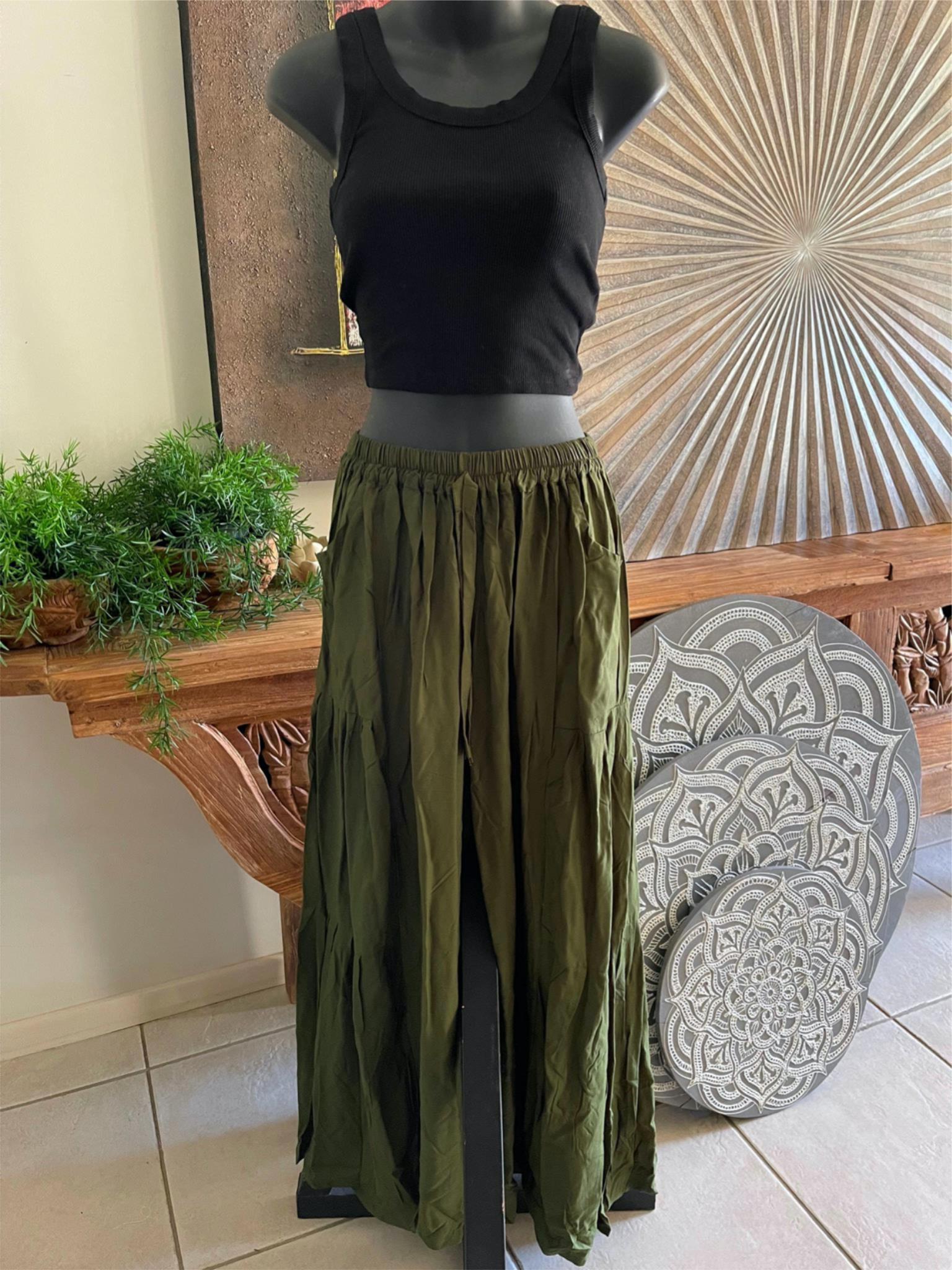 Balinese Ladies Long Flarred Pants - SO COMFY Elastic Waist Pants