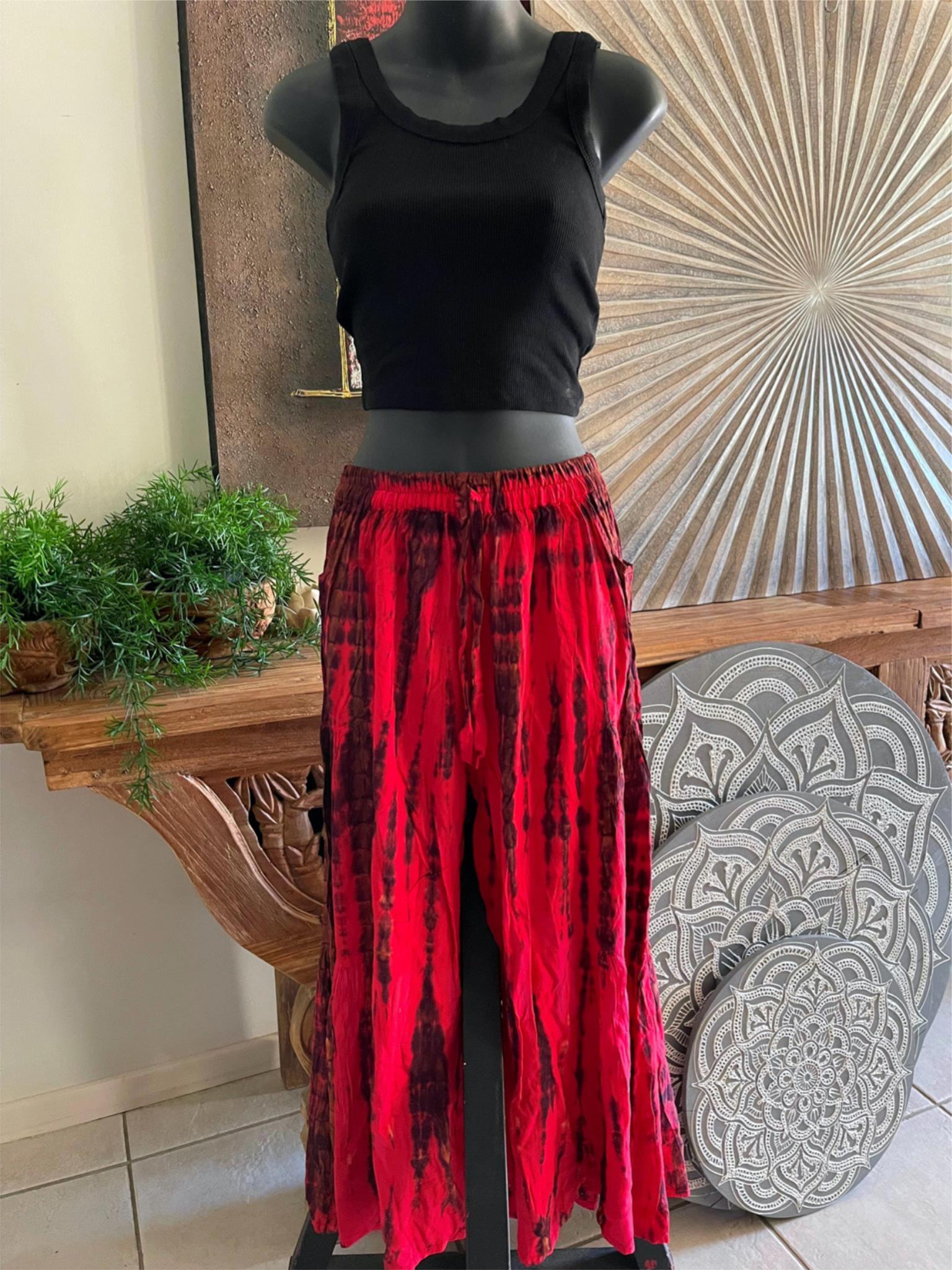 Balinese Ladies Long Flarred Pants - SO COMFY Elastic Waist Pants