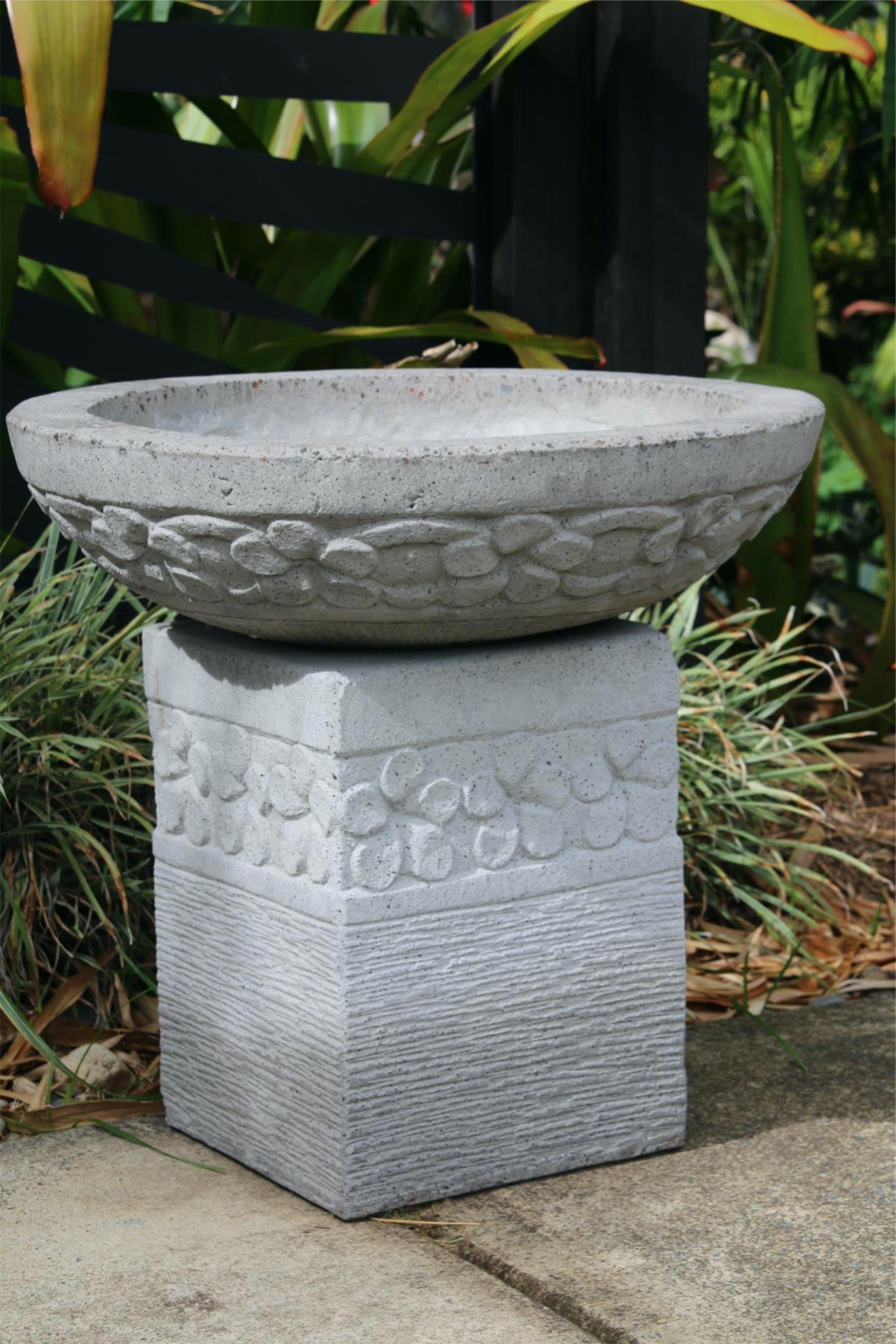 hand carved bird bath