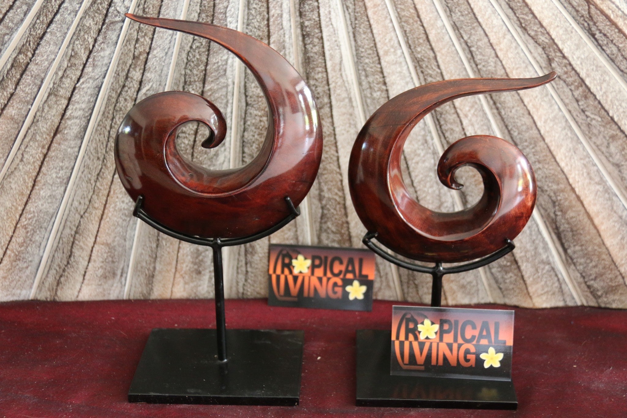 Wood Carved New Zealand Koru on Metal Stand - AMAZING piece – Tropical  Living QLD