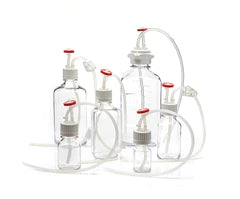 Bottle assemblies for sterile biotech laboratory