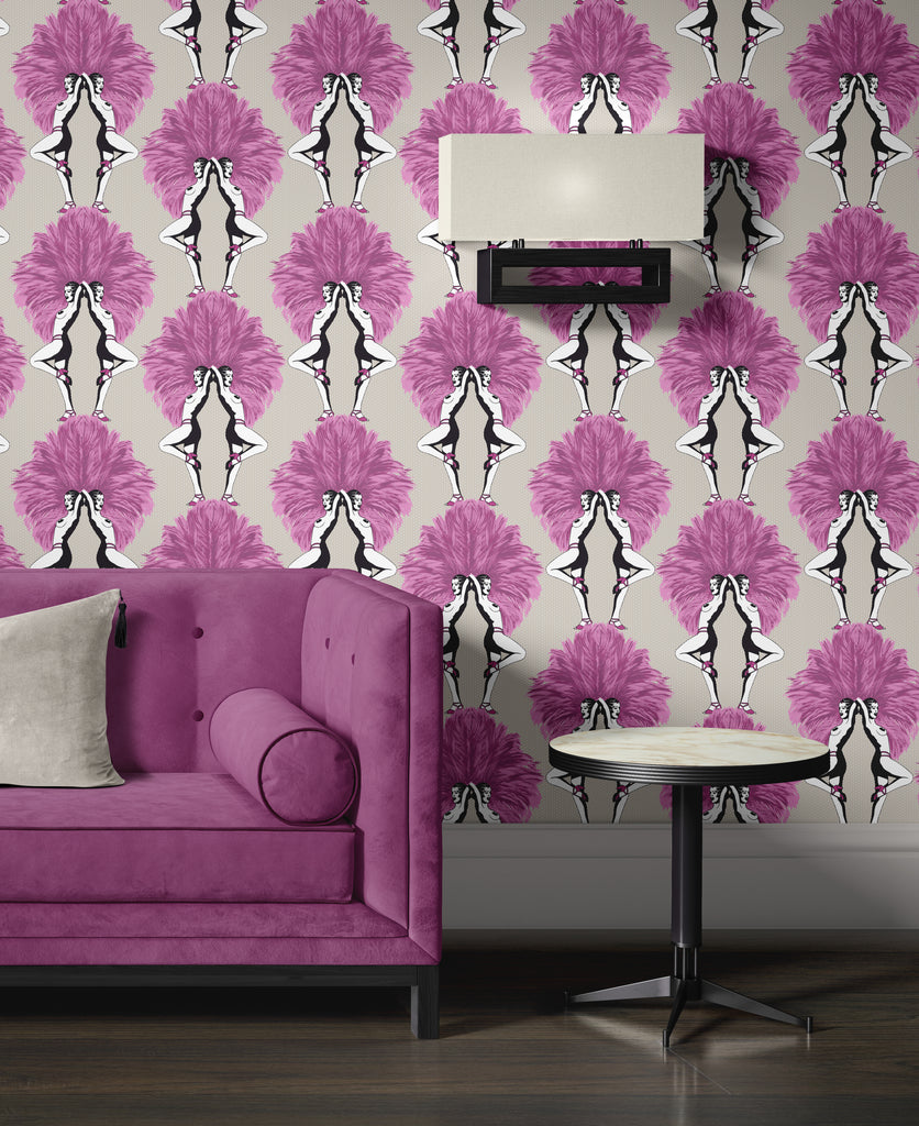 Showgirls Wallpaper Metallic Pink & Cream | Graduate Collection