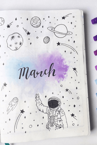 March space bullet journal cover page