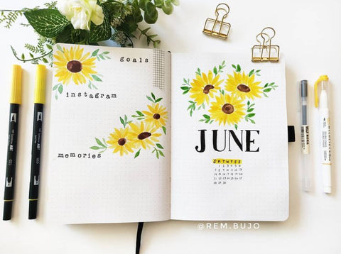 June bullet journal spread by @rem.bujo