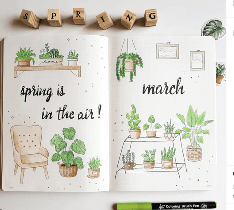 March house plants bullet journal cover page