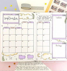 @sunshine_journal_'s September monthly overview bullet journal spread